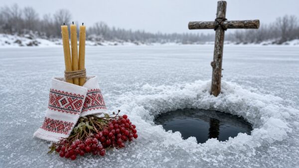 Трійця свічок на Водохреща біля ополонки